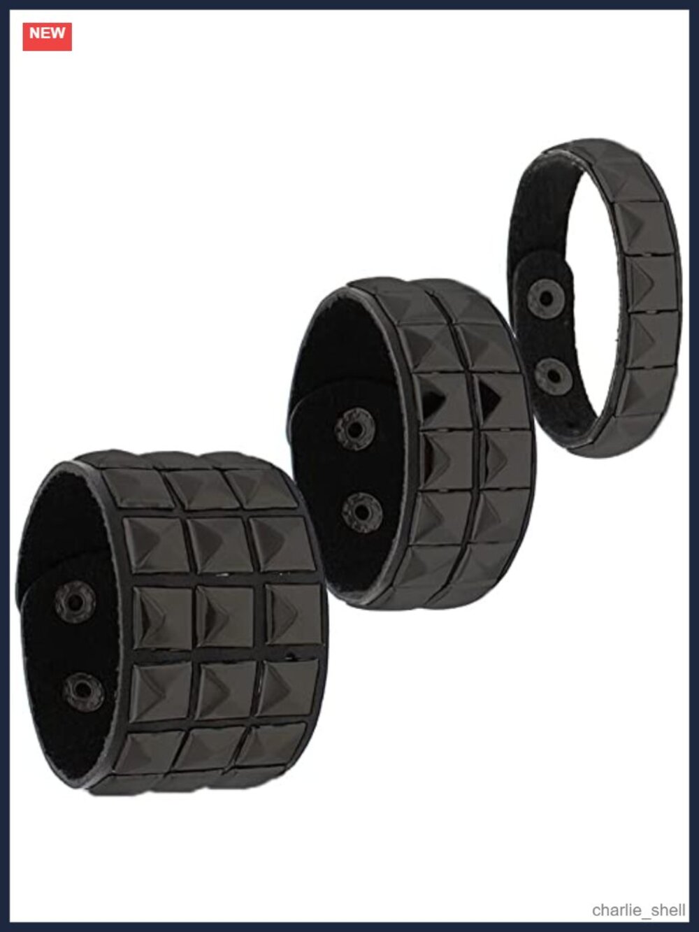 3pc Pu Leather Studded Punk Bracelet Set Adjustable Wristband Unisex Rock